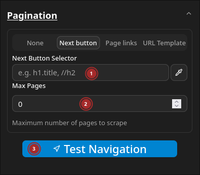 Screenshot of next button tab of pagination section