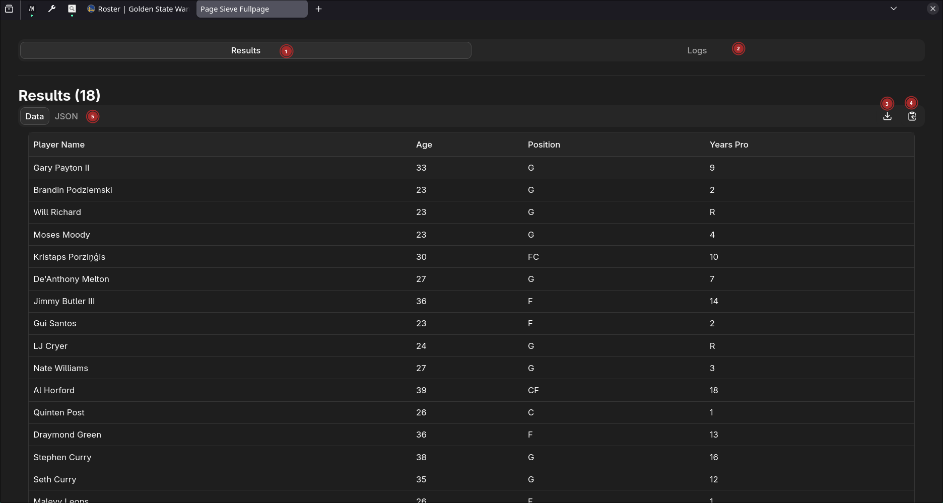 Screenshot of Fullpage results