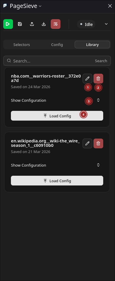 Screenshot of Library Tab