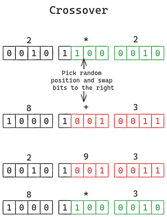 Illustration of genetic crossover